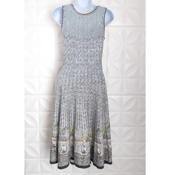 Knit Maxi Dress Beach Umbrella Polka Dots Pale Blue Sleeveless Stretch S Nic+Zoe - Picture 11 of 12